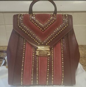 Michael Michael Kors Whitney Medium Leather Backpack Maroon/oxblood